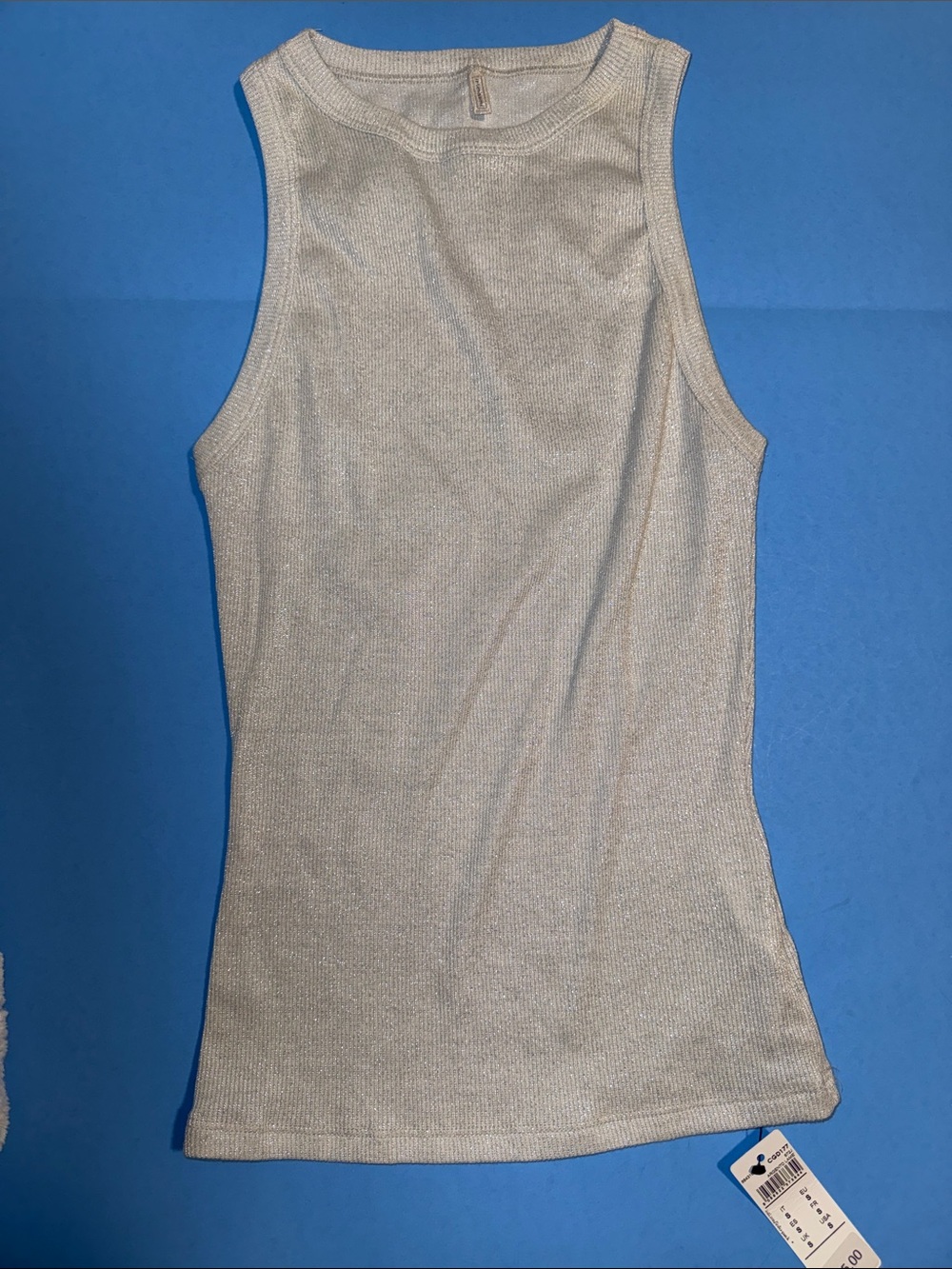 intimissimi Metallic Crewneck Ribbed Tank Top - Silver